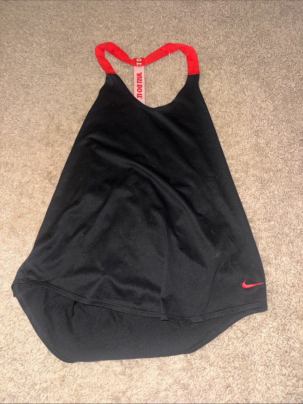 Nike Women’s Black Swim Tank with Red Straps